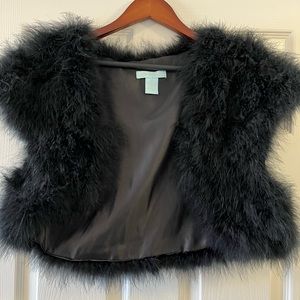 Betsy Johnson Black Feather Vest